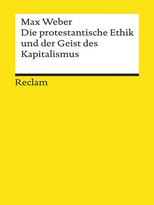 cover image of Die protestantische Ethik und der "Geist" des Kapitalismus